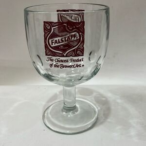 Falstaff Beer Burgundy Red 16 Ounces Cold Draft Beer Glass  Stemmed Mug Vintage
